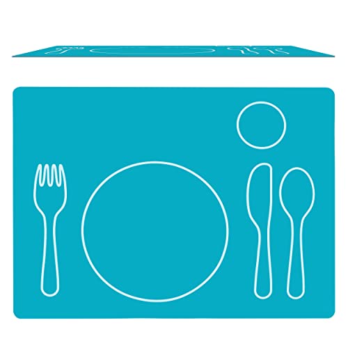 Montessori Silikon Tischset für Kinder - Platzset - abwaschbar (blau, 40x30cm) von KIDS HOUSE