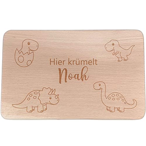 Personalisiertes Frühstücksbrettchen mit Namen I Holz Brettchen/Brotzeitbrettchen I Dino 3 Motiv Graviert I Geschenk für Kinder Personalisiertes Frühstücksbrettchen mit Namen I Holz Brettchen/Brotzeitbrettchen I Dino 3 Motiv Graviert I Geschenk für Kinder von KIDSLINO