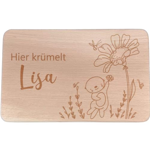 Personalisiertes Frühstücksbrettchen mit Namen I Holz Brettchen/Brotzeitbrettchen I Otter 4 Motiv Graviert I Geschenk für Kinder von KIDSLINO