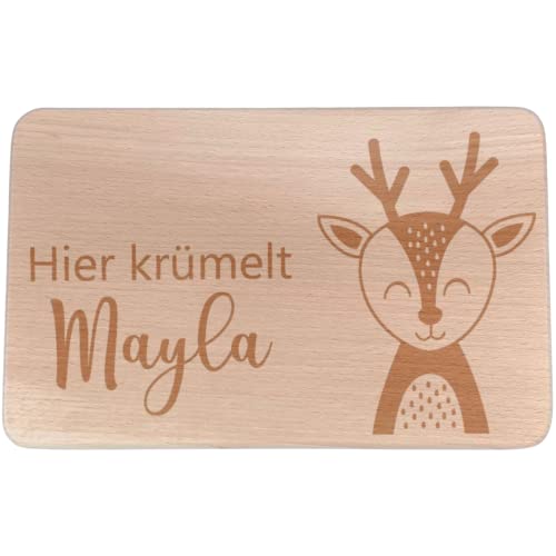 Personalisiertes Frühstücksbrettchen mit Namen I Holz Brettchen/Brotzeitbrettchen I Reh Motiv Graviert I Geschenk für Kinder Personalisiertes Frühstücksbrettchen mit Namen I Holz Brettchen/Brotzeitbrettchen I Reh Motiv Graviert I Geschenk für Kinder von KIDSLINO