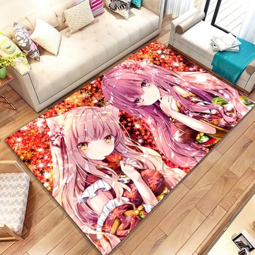 KIDSLOVE Anime Teppich, Anime-Mädchen Teppich Wohnzimmer 160x230cm Schlafzimmer Kinderteppich Cartoon Mädchen Kinderzimmer, Weihnachtsdekoration (5,160x230cm) von KIDSLOVE
