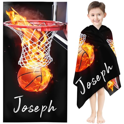KIDSLOVE Personalisiert Basketball Strandtuch Mit Namen, Basketball Handtuch Badetuch Mit Namen Mikrofaser Strandtuch Groß 100x200cm Badetuch Für Strand (1,70 x 140 cm) von KIDSLOVE