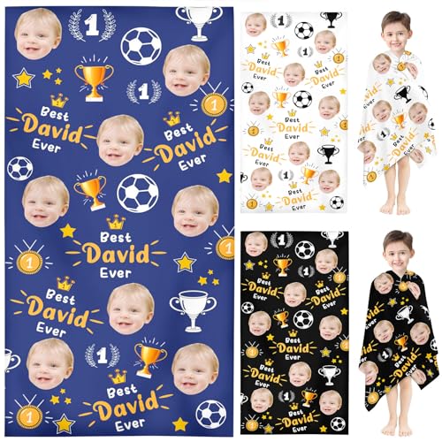 KIDSLOVE Personalisiert Strandtuch Mit Foto Name, Baby Kinder Avatar Fußball Personalisierte Handtuch Badetuch Mit Name Mikrofaser Strandtuch Strand Groß 80x150cm Badetuch Kinder (1,100 x 200 cm) von KIDSLOVE