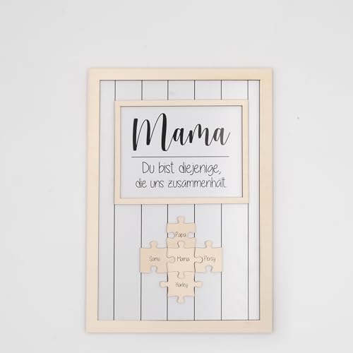 KIDSMOOD - Personalisiertes Muttertagsgeschenk für Mama | Handgefertigtes Familienpuzzle als Geschenkidee zum Muttertag | Deko für Wohnzimmer, Mama Geschenke für die ganze Familie [Größe 29x42cm] von KIDSMOOD