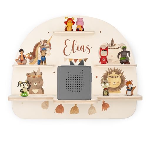 KIDSMOOD Toniebox Regal für Kinderzimmer, personalisiert mit Wunschnamen, Wandregal zur Aufbewahrung von Musikbox und Toniefiguren [50x40x17,5 cm] von KIDSMOOD