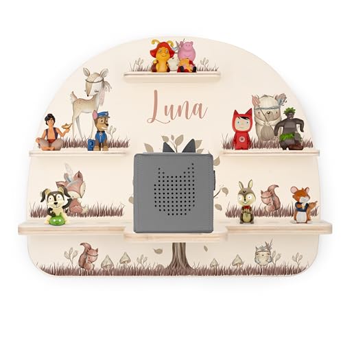 KIDSMOOD Toniebox Regal für Kinderzimmer, personalisiert mit Wunschnamen, Wandregal zur Aufbewahrung von Musikbox und Toniefiguren [50x40x17,5 cm] von KIDSMOOD