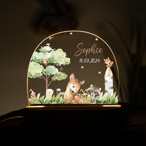 Kidsmood - Personalisiertes Nachtlicht Kinder – Dimmbares Stilllicht mit Namen | LED Nachttischlampe mit 3 Lichtmodi | Deko für Babyzimmer, Geschenk zur Geburt, Taufgeschenke für Mädchen & Jungen von Kidsmood