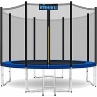 KIDUKU® Trampolin Ø 244 cm TÜV Rheinland geprüft Komplettset mit Sicherheitsnetz, Leiter, Randabdeckung, Bodenanker & Zubehör Outdoor Gartentrampolin von KIDUKU