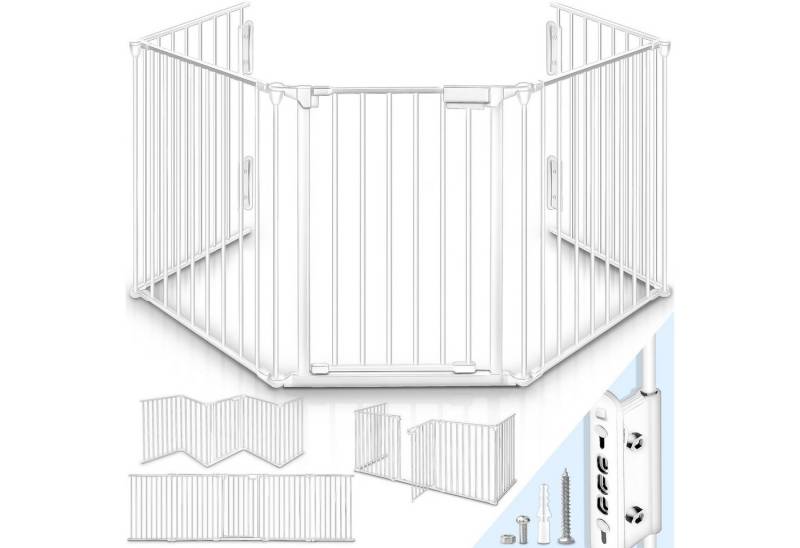KIDUKU Ofenschutzgitter Kaminschutzgitter Metall, Absperrgitter faltbar, Konfigurationsgitter inkl. 5 - 10 Elementen, Tür von KIDUKU