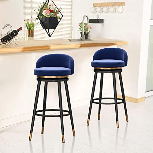 KIDYBO Barhocker 2er Set Hohe Barhocker mit Rückenlehne Barhocker Samt Gepolstert Barhocker Hohe Barstühle 360° Drehbar von KIDYBO