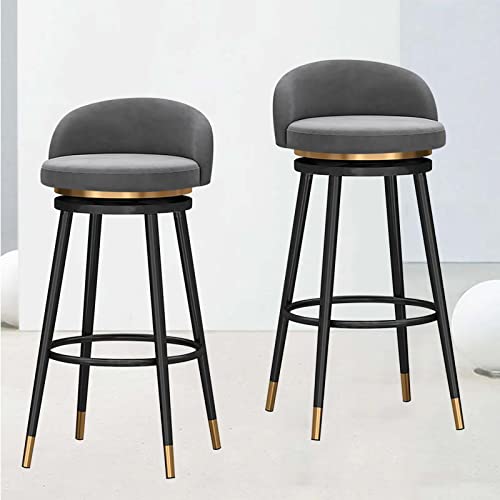 KIDYBO Barhocker 2er Set Samt Barhocker mit 360° drehbarer Rückenlehne 66cm von KIDYBO