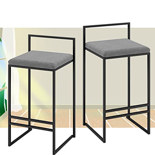 KIDYBO Barhocker 2er Set Thekenhöhe Küchenhocker mit Rückenlehnen Hochbarstuhl Home Barhocker mit Fußstütze & stabilem Metallrahmen Samt Esszimmerstühle für Frühstück von KIDYBO