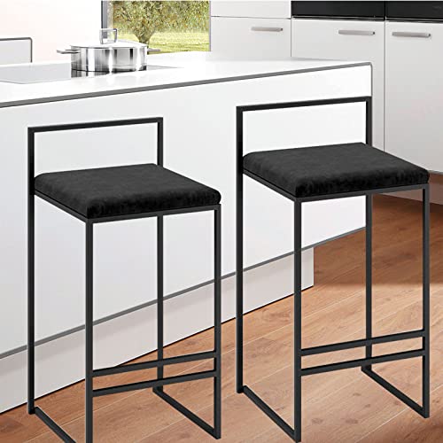 KIDYBO Frühstücks-Barhocker 2er Set Moderne Samt Home Bar Möbel Frühstück Esszimmerhocker Hochbarstuhl mit Fußstütze, für Küche/Esszimmer/Wohnzimmer von KIDYBO