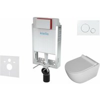 Kielle - Genesis - Installationselement für Wand-WC, Klosett Gaia, wc Sitz softclose und Betätigungsplatte Gemini ii, weiß / chrom 30505SZ07 von KIELLE