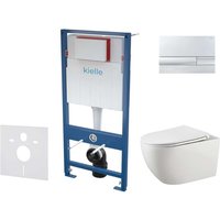 Genesis - Set Vorwandelement, wc Gaia mit Softclose-Sitz und Betätigungsplatte Gemini i, Chrom 30505SS24 - Kielle von KIELLE
