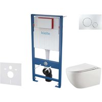 Genesis - Set Vorwandelement, wc Gaia mit Softclose-Sitz und Betätigungsplatte Gemini ii, Chrom glänzend 30505SS54 - Kielle von KIELLE