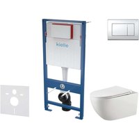 Kielle - Genesis - Set Vorwandelement, wc Gaia mit Softclose-Sitz und Betätigungsplatte Gemini iii, Chrom glänzend 30505SS48 von KIELLE