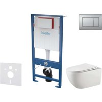 Kielle - Genesis - Set Vorwandelement, wc Gaia mit Softclose-Sitz und Betätigungsplatte Gemini iii, Chrom matt 30505SS49 von KIELLE