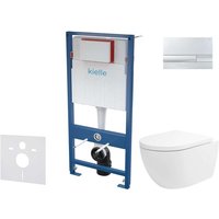 Kielle - Genesis - Set Vorwandelement, wc Oudee Vortex mit Softclose-Sitz und Betätigungsplatte Gemini i, Chrom glänzend 30505SS80 von KIELLE
