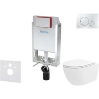 Genesis - Set Vorwandelement, wc Oudee Vortex mit Softclose-Sitz und Betätigungsplatte Gemini ii, Chrom glänzend 30505SZ92 - Kielle von KIELLE