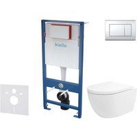 Genesis - Set Vorwandelement, wc Oudee Vortex mit Softclose-Sitz und Betätigungsplatte Gemini iii, Chrom glänzend 30505SS76 - Kielle von KIELLE
