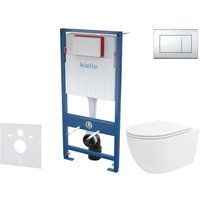 Genesis - Set Vorwandelement, wc Oudee Vortex mit Softclose-Sitz und Betätigungsplatte Gemini iii, Chrom glänzend 30505SS85 - Kielle von KIELLE