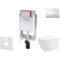 Genesis - Set Vorwandelement, wc Oudee Vortex mit Softclose-Sitz und Betätigungsplatte Gemini iii, Chrom glänzend 30505SZ76 - Kielle von KIELLE