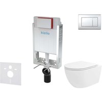 Genesis - Set Vorwandelement, wc Oudee Vortex mit Softclose-Sitz und Betätigungsplatte Gemini iii, Chrom glänzend 30505SZ85 - Kielle von KIELLE
