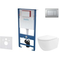 Kielle - Genesis - Set Vorwandelement, wc Oudee Vortex mit Softclose-Sitz und Betätigungsplatte Gemini iii, Chrom matt 30505SS77 von KIELLE