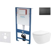 Kielle - Genesis - Set Vorwandelement, wc Oudee Vortex mit Softclose-Sitz und Betätigungsplatte Gemini iii, schwarz matt 30505SS78 von KIELLE