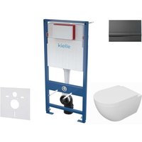 Kielle - Genesis - Set Vorwandelement, wc Oudee mit Softclose-Sitz und Betätigungsplatte Gemini i, schwarz glänzend 30505SS67 von KIELLE