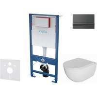 Kielle - Genesis - Set Vorwandelement, wc Oudee mit Softclose-Sitz und Betätigungsplatte Gemini i, schwarz glänzend 30505SS74 von KIELLE