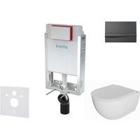 Kielle - Genesis - Set Vorwandelement, wc Oudee mit Softclose-Sitz und Betätigungsplatte Gemini i, schwarz glänzend 30505SZ74 von KIELLE