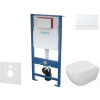 Kielle - Genesis - Set Vorwandelement, wc Oudee mit Softclose-Sitz und Betätigungsplatte Gemini i, weiß glänzend 30505SS66 von KIELLE