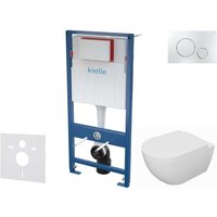 Kielle - Genesis - Set Vorwandelement, wc Oudee mit Softclose-Sitz und Betätigungsplatte Gemini ii, Chrom glänzend 30505SS68 von KIELLE