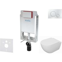 Kielle - Genesis - Set Vorwandelement, wc Oudee mit Softclose-Sitz und Betätigungsplatte Gemini ii, Chrom glänzend 30505SZ68 von KIELLE