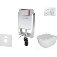 Kielle - Genesis - Set Vorwandelement, wc Oudee mit Softclose-Sitz und Betätigungsplatte Gemini ii, Chrom glänzend 30505SZ75 von KIELLE