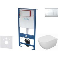Kielle - Genesis - Set Vorwandelement, wc Oudee mit Softclose-Sitz und Betätigungsplatte Gemini iii, Chrom glänzend 30505SS62 von KIELLE