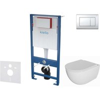 Kielle - Genesis - Set Vorwandelement, wc Oudee mit Softclose-Sitz und Betätigungsplatte Gemini iii, Chrom glänzend 30505SS69 von KIELLE