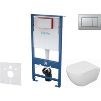 Kielle - Genesis - Set Vorwandelement, wc Oudee mit Softclose-Sitz und Betätigungsplatte Gemini iii, Chrom matt 30505SS63 von KIELLE