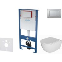 Kielle - Genesis - Set Vorwandelement, wc Oudee mit Softclose-Sitz und Betätigungsplatte Gemini iii, Chrom matt 30505SS70 von KIELLE