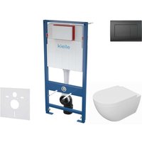 Kielle - Genesis - Set Vorwandelement, wc Oudee mit Softclose-Sitz und Betätigungsplatte Gemini iii, schwarz matt 30505SS64 von KIELLE