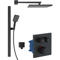 Kielle - Arkas i - Unterputz-Thermostatarmatur für 2 Verbraucher, mit Zubehör und Einbaukörper, schwarz matt 20611SPT34 Kielle - Arkas i - Unterputz-Thermostatarmatur für 2 Verbraucher, mit Zubehör und Einbaukörper, schwarz matt 20611SPT34 von KIELLE