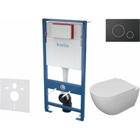 Genesis - Set Vorwandelement, wc mit Softclose-Sitz und Betätigungsplatte Gemini ii, schwarz matt/chrom 30505SS18 - Kielle von KIELLE