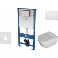 kielle Genesis - Installationselement für Wand-WC, Klosett Gaia, WC Sitz softclose und Betätigungsplatte Gemini III, weiß glänzend 30505SS05 von KIELLE