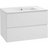 kielle Oudee - Waschtischunterschrank mit Waschtisch, 80x55x46 cm, 2 Auszüge, Weiß glänzend 50002S80 von KIELLE