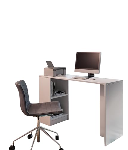 KIER FURNITURE B-2 - Klassischer Schreibtisch für Heim und Büro - Ergonomische Arbeitsmöbel - Robuste Konstruktion - Linke und Rechte Seite - 125x79x47 cm Weiß von KIER FURNITURE