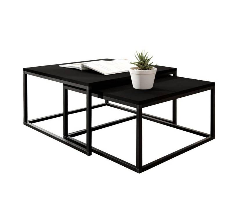 KIER FURNITURE Couchtisch 2er Set - 75x75 und 65x65 cm, Schwarz von KIER FURNITURE