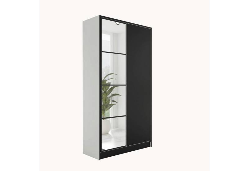 KIER FURNITURE Drehtürenschrank Kleiderschrank EDEN - 104.8 x 205 x 39 cm - Weiß & Schwarz von KIER FURNITURE