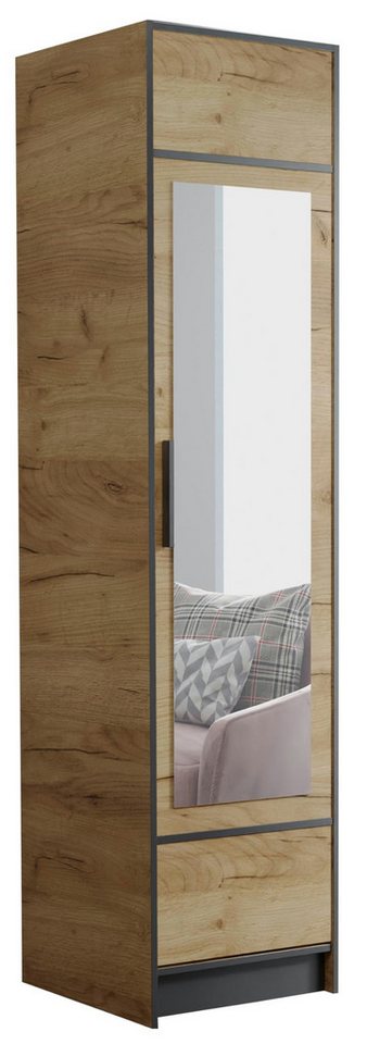 KIER FURNITURE Drehtürenschrank Kleiderschrank ROJ - 53.2 x 205 x 39 cm - Eiche Handwerk Gold von KIER FURNITURE